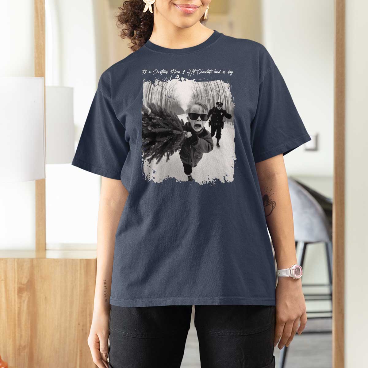 Funny Christmas Movie T Shirt For Women Funny Kevin Home Xmas Meme Alone - Wonder Print Shop