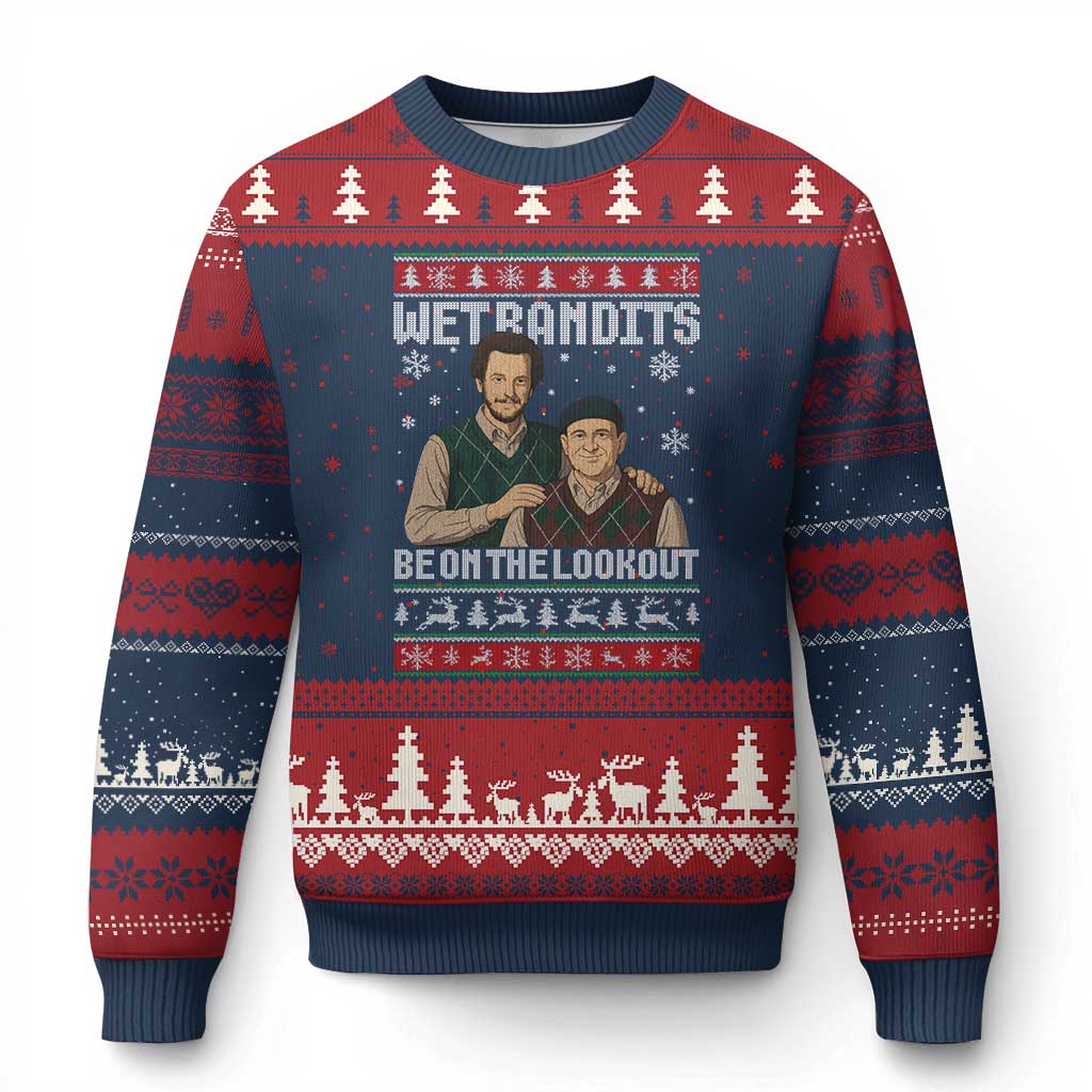 Ugly Xmas Movie Ugly Christmas Sweater Funny Wet Bandits Home Xmas Alone - Wonder Print Shop