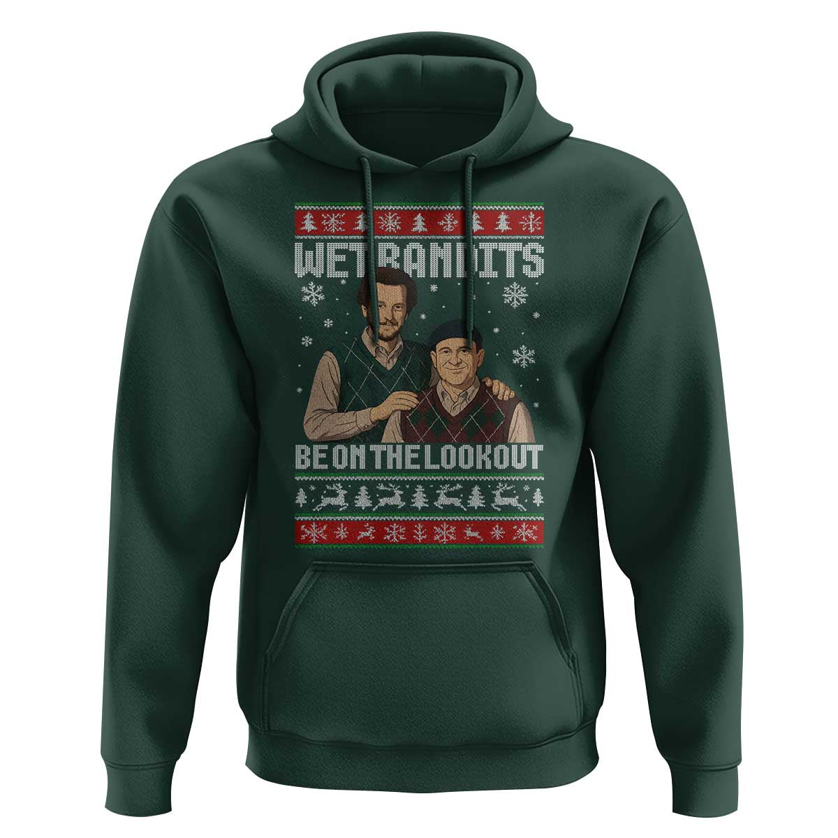 Ugly Christmas Movie Hoodie Funny Wet Bandits Home Xmas Alone - Wonder Print Shop