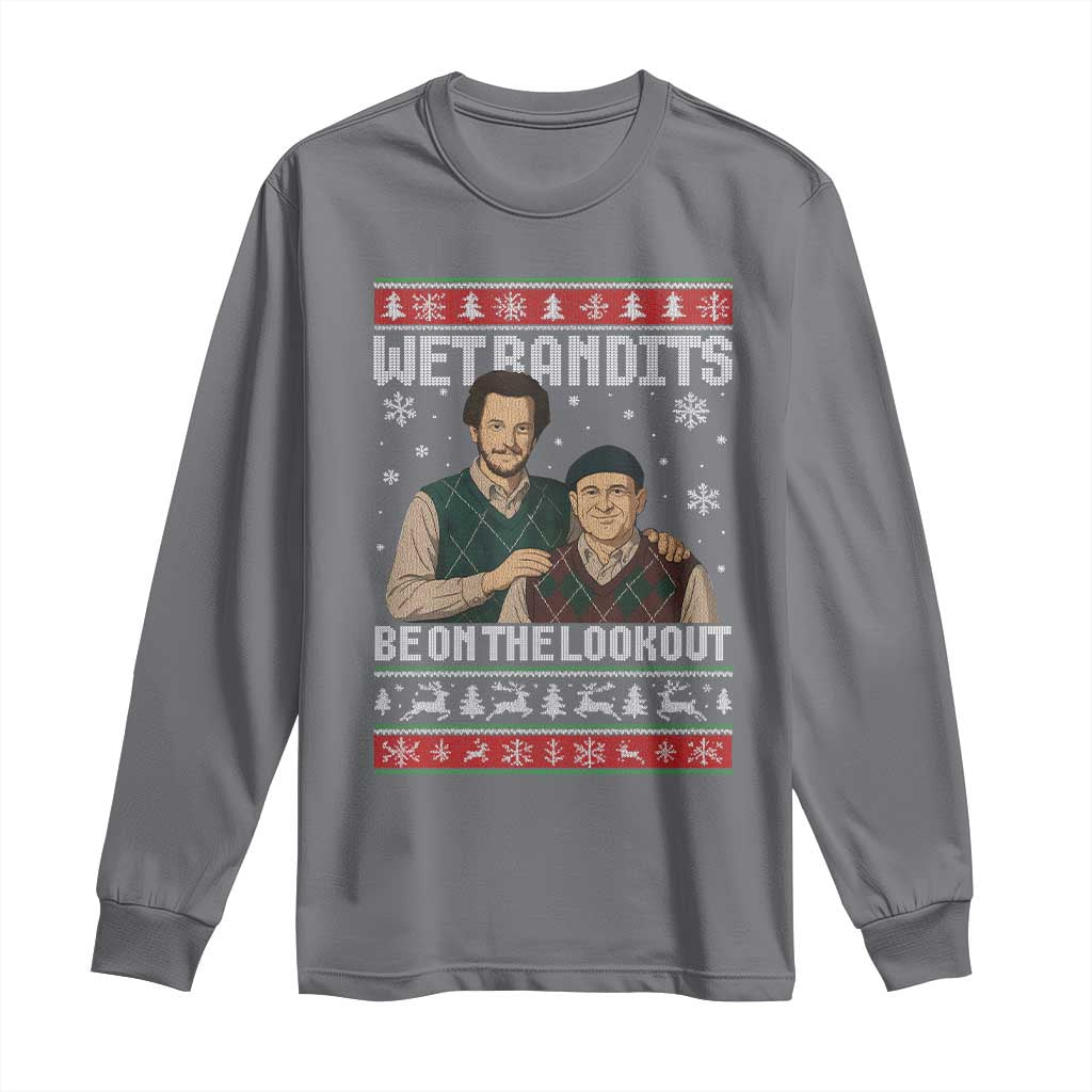 Ugly Christmas Movie Long Sleeve Shirt Funny Wet Bandits Home Xmas Alone - Wonder Print Shop