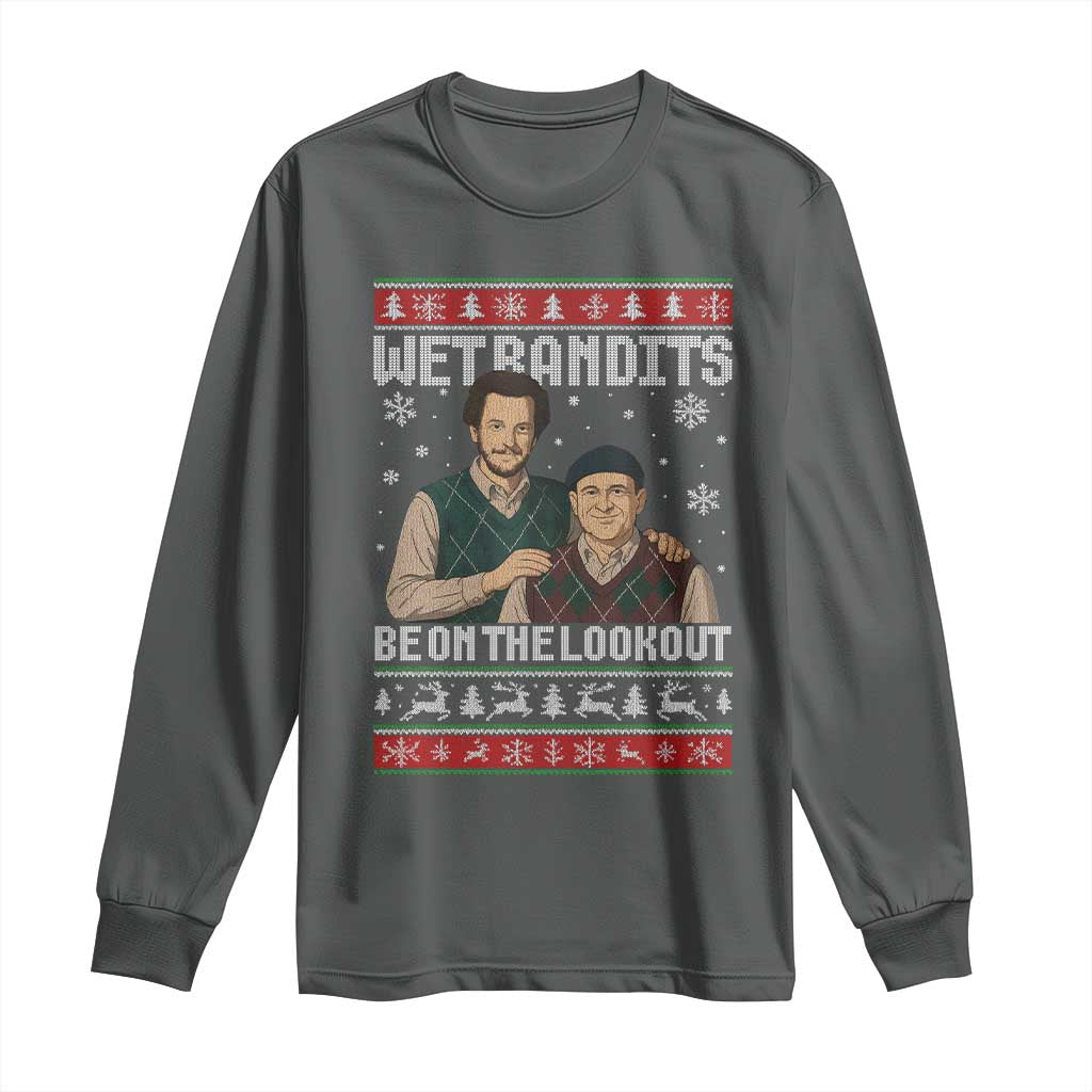 Ugly Christmas Movie Long Sleeve Shirt Funny Wet Bandits Home Xmas Alone - Wonder Print Shop