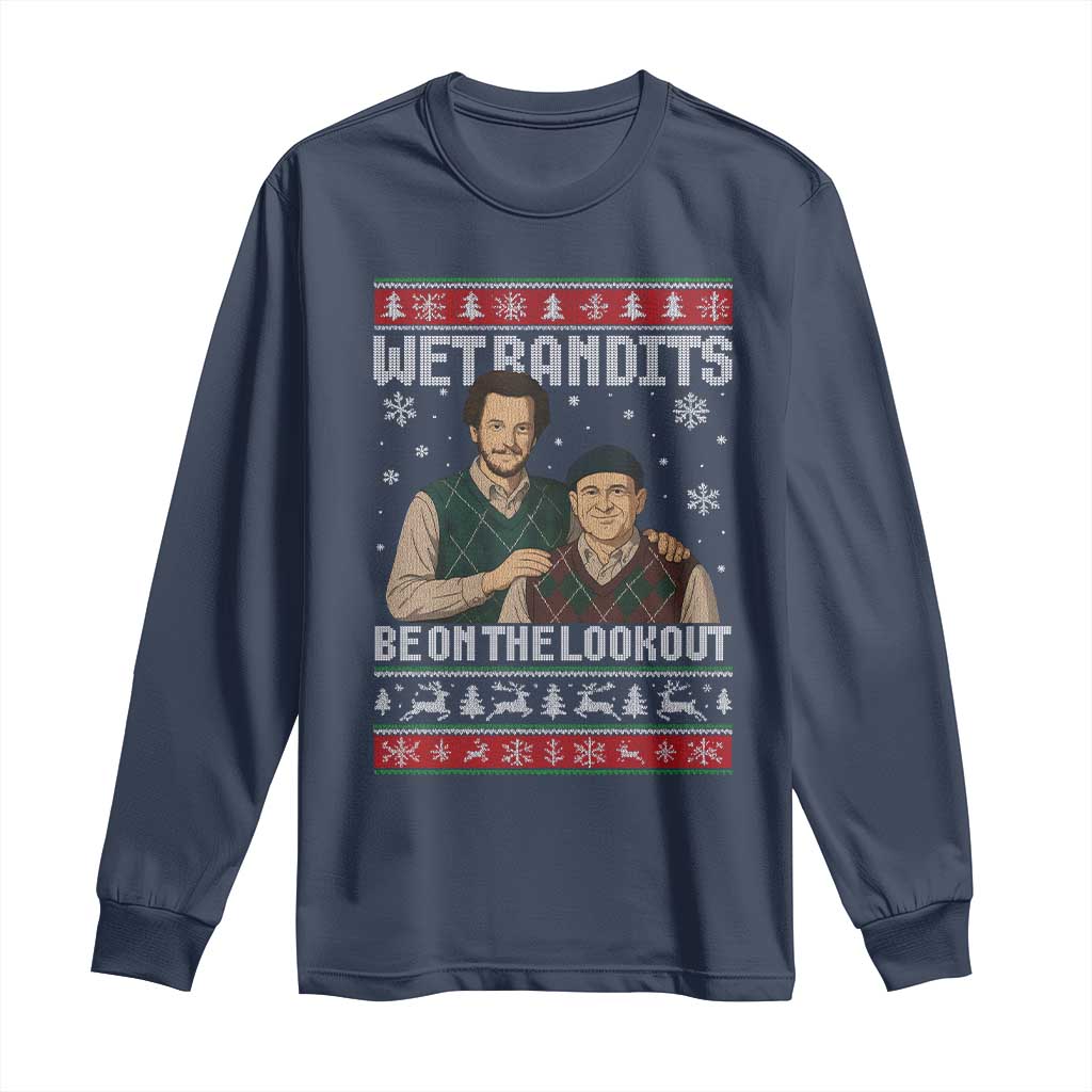 Ugly Christmas Movie Long Sleeve Shirt Funny Wet Bandits Home Xmas Alone - Wonder Print Shop