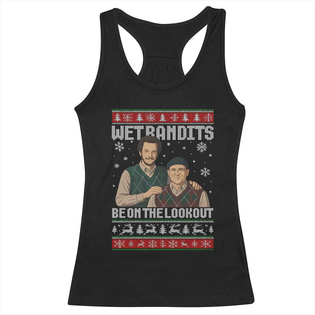 Ugly Christmas Movie Racerback Tank Top Funny Wet Bandits Home Xmas Alone - Wonder Print Shop