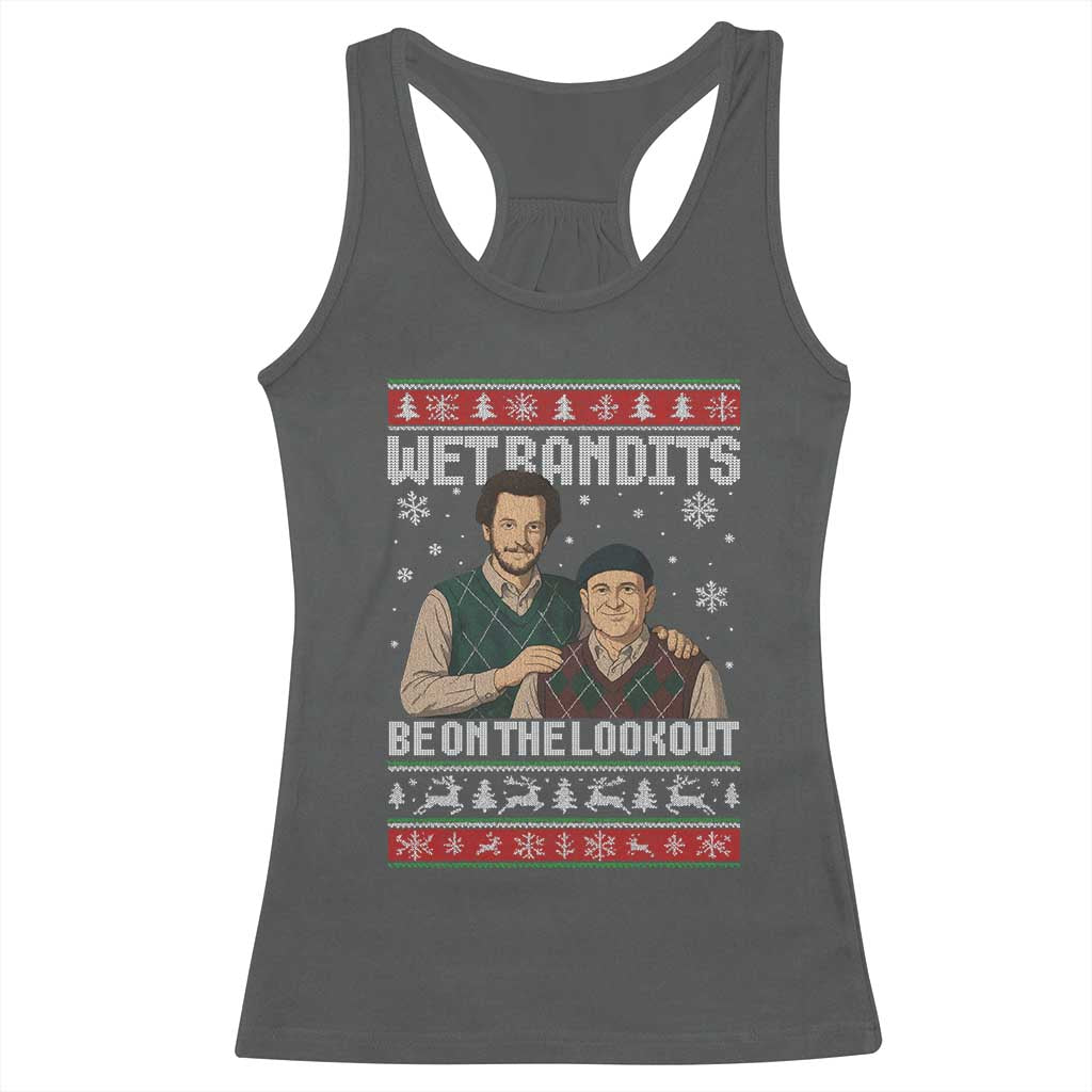 Ugly Christmas Movie Racerback Tank Top Funny Wet Bandits Home Xmas Alone - Wonder Print Shop