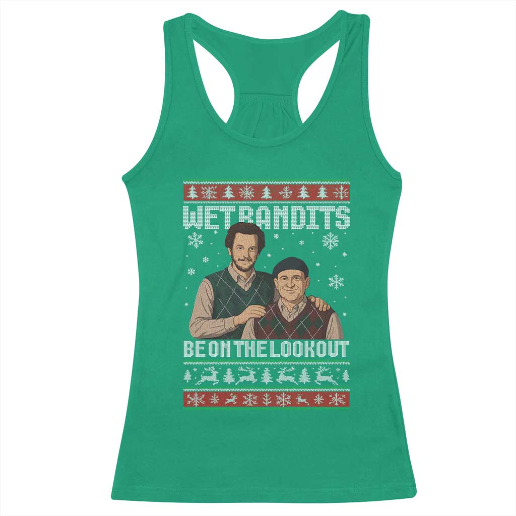 Ugly Christmas Movie Racerback Tank Top Funny Wet Bandits Home Xmas Alone - Wonder Print Shop