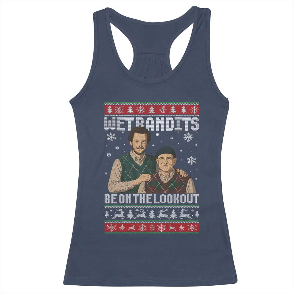 Ugly Christmas Movie Racerback Tank Top Funny Wet Bandits Home Xmas Alone - Wonder Print Shop