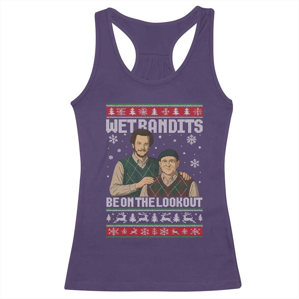 Ugly Christmas Movie Racerback Tank Top Funny Wet Bandits Home Xmas Alone - Wonder Print Shop