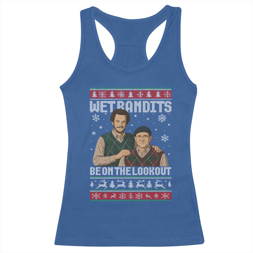 Ugly Christmas Movie Racerback Tank Top Funny Wet Bandits Home Xmas Alone - Wonder Print Shop