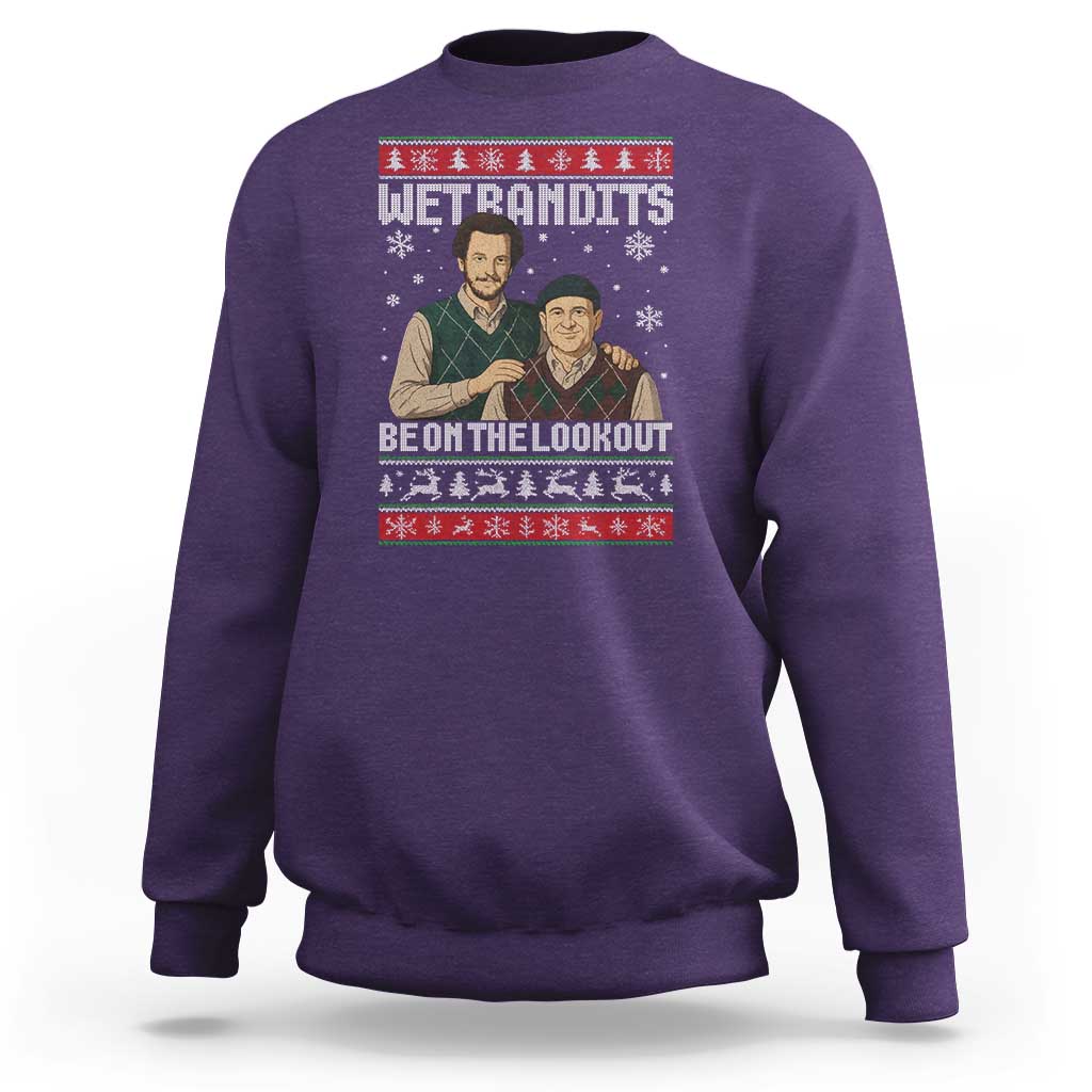 Ugly Christmas Movie Sweatshirt Funny Wet Bandits Home Xmas Alone - Wonder Print Shop