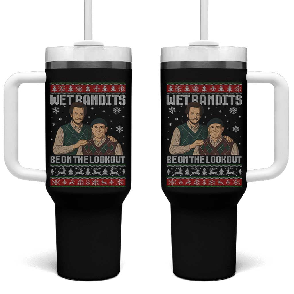 Ugly Christmas Movie Tumbler With Handle Funny Wet Bandits Home Xmas Alone - Wonder Print Shop