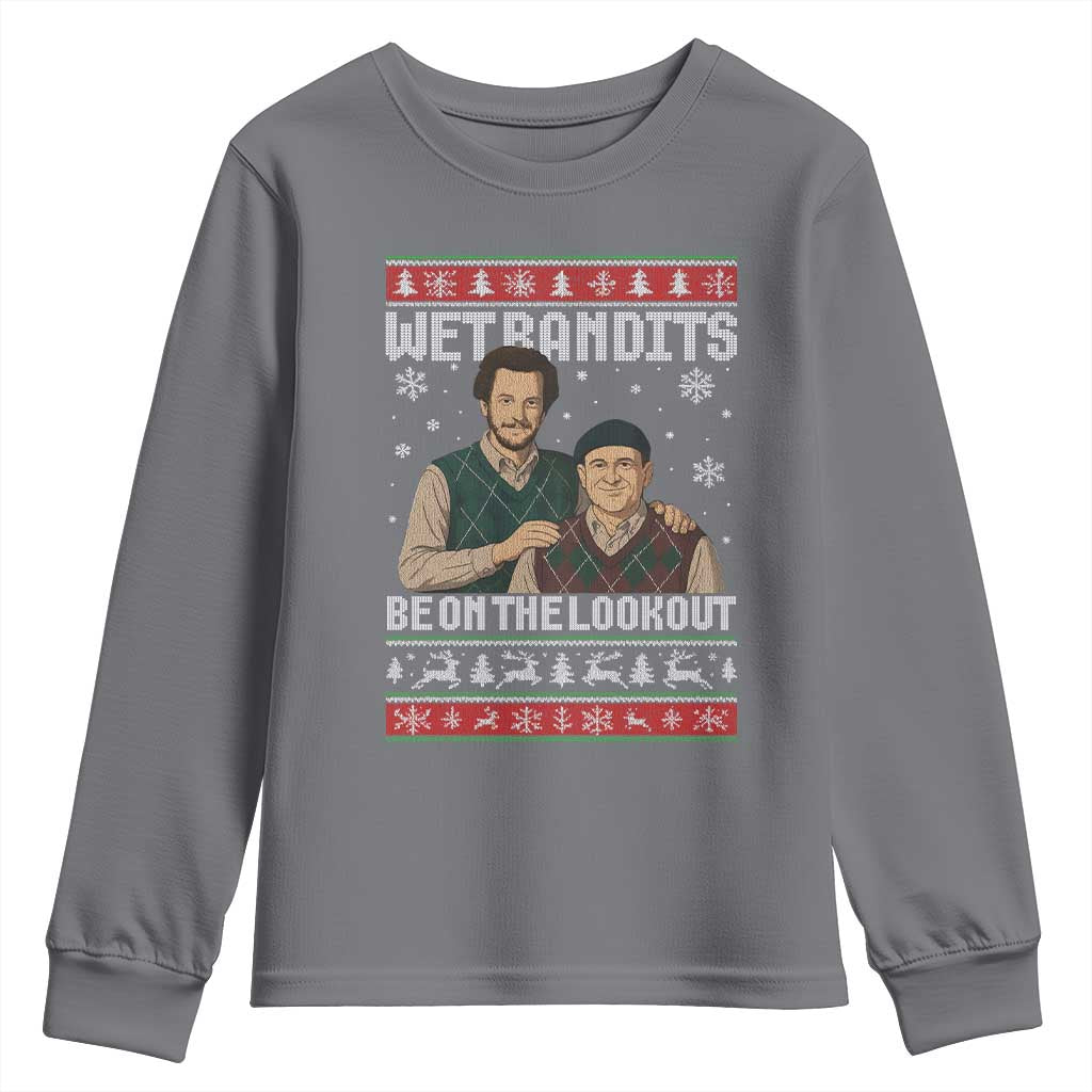 Ugly Christmas Movie Youth Sweatshirt Funny Wet Bandits Home Xmas Alone - Wonder Print Shop