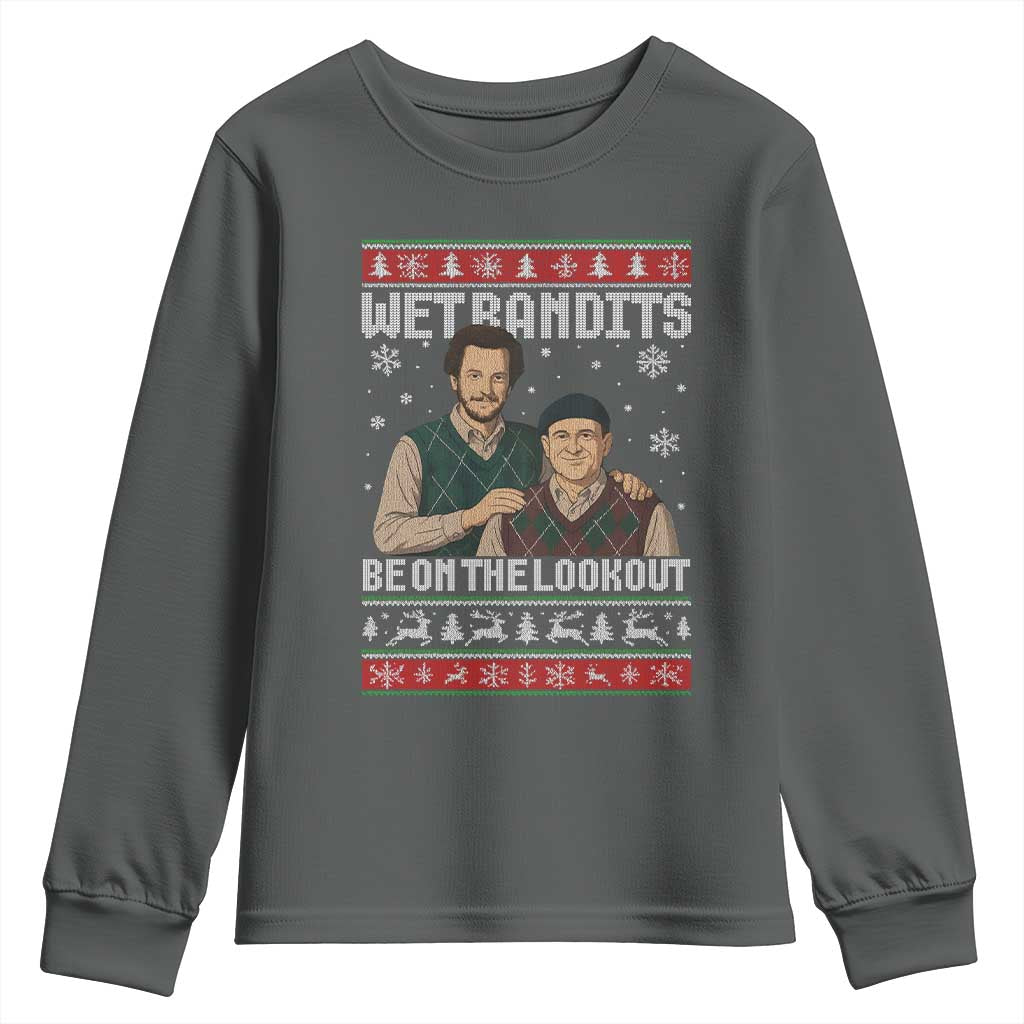 Ugly Christmas Movie Youth Sweatshirt Funny Wet Bandits Home Xmas Alone - Wonder Print Shop