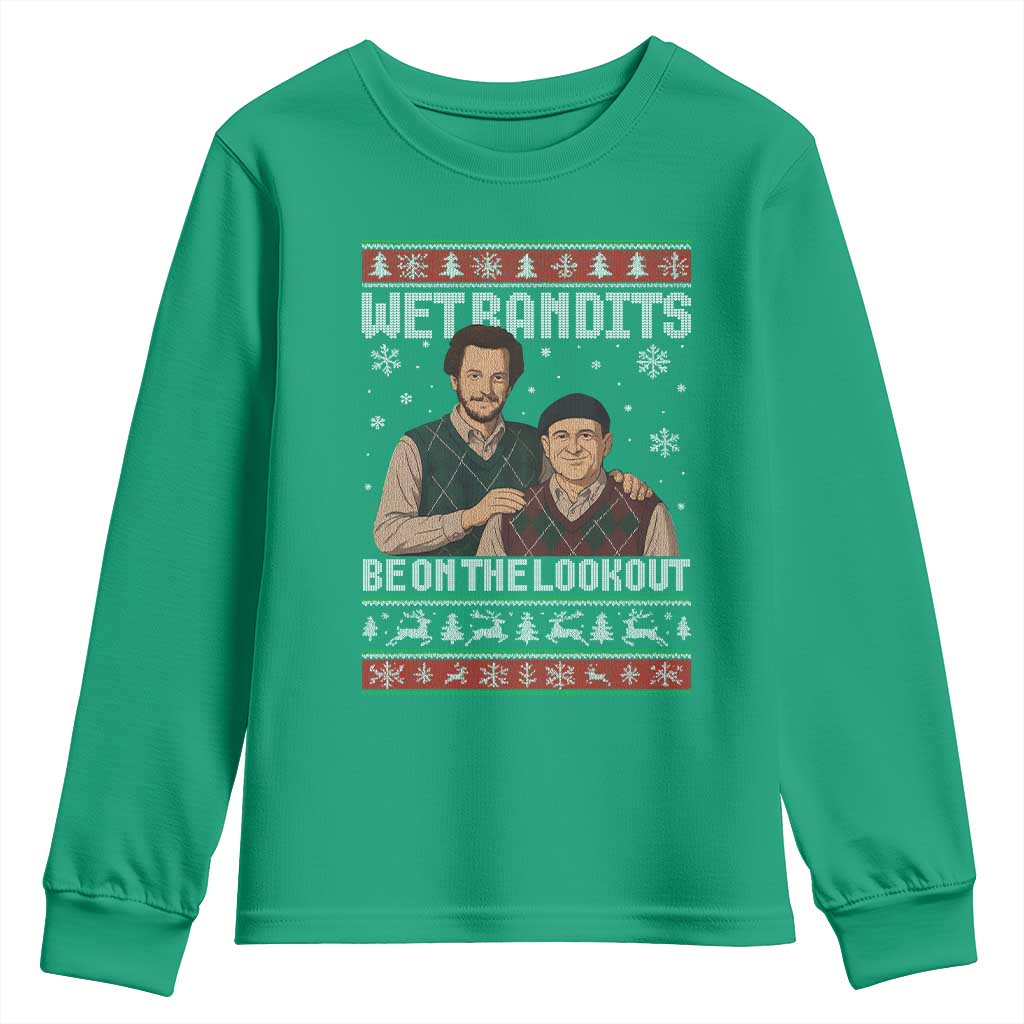 Ugly Christmas Movie Youth Sweatshirt Funny Wet Bandits Home Xmas Alone - Wonder Print Shop