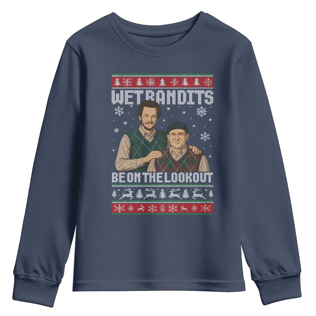 Ugly Christmas Movie Youth Sweatshirt Funny Wet Bandits Home Xmas Alone - Wonder Print Shop