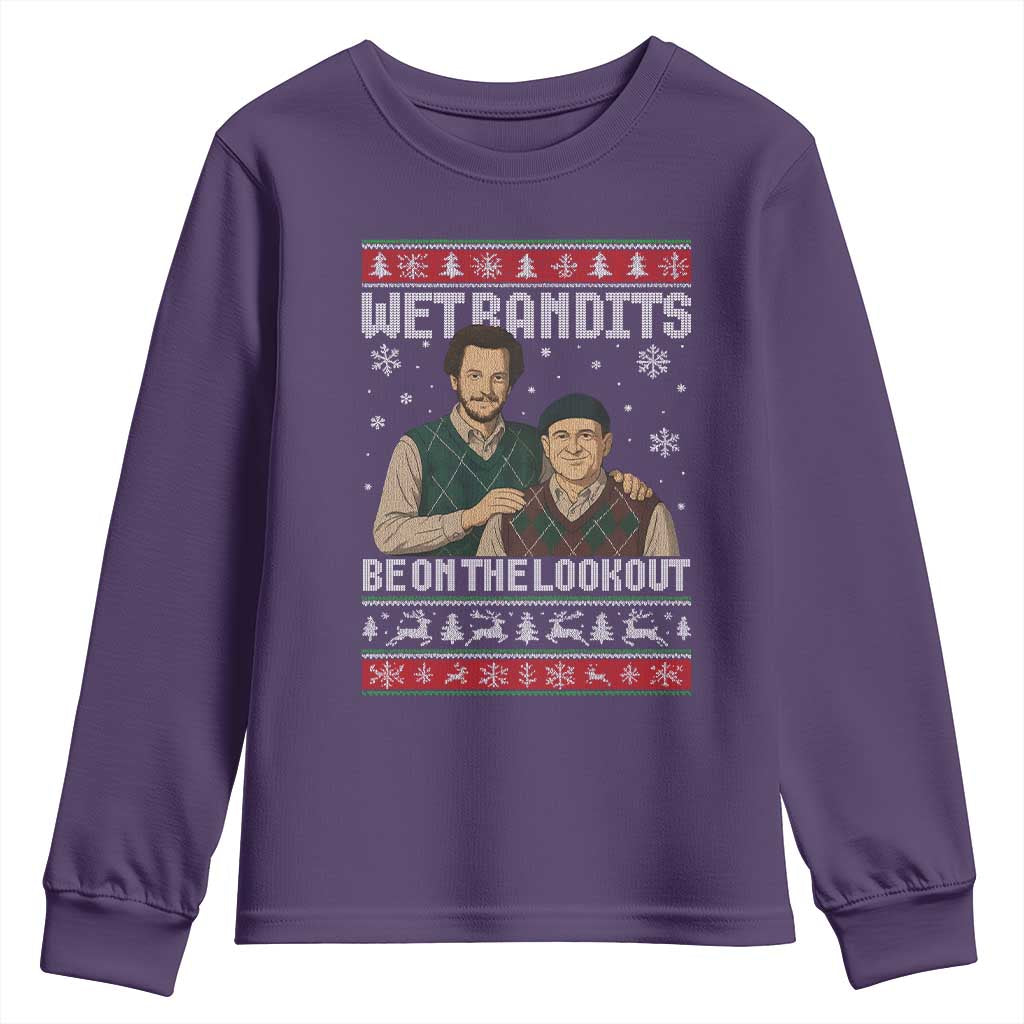Ugly Christmas Movie Youth Sweatshirt Funny Wet Bandits Home Xmas Alone - Wonder Print Shop