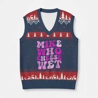 Mike Who Cheese Wet V-Neck Knit Sweater Vest Funny Embarrassing Inappropriate Raunchy - Wonder Print Shop