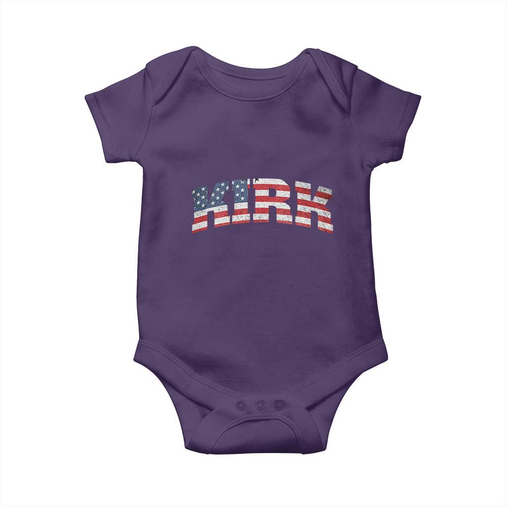 Kirk Baby Onesie American Flag Charlie Kirk Last Name Surname Team - Wonder Print Shop