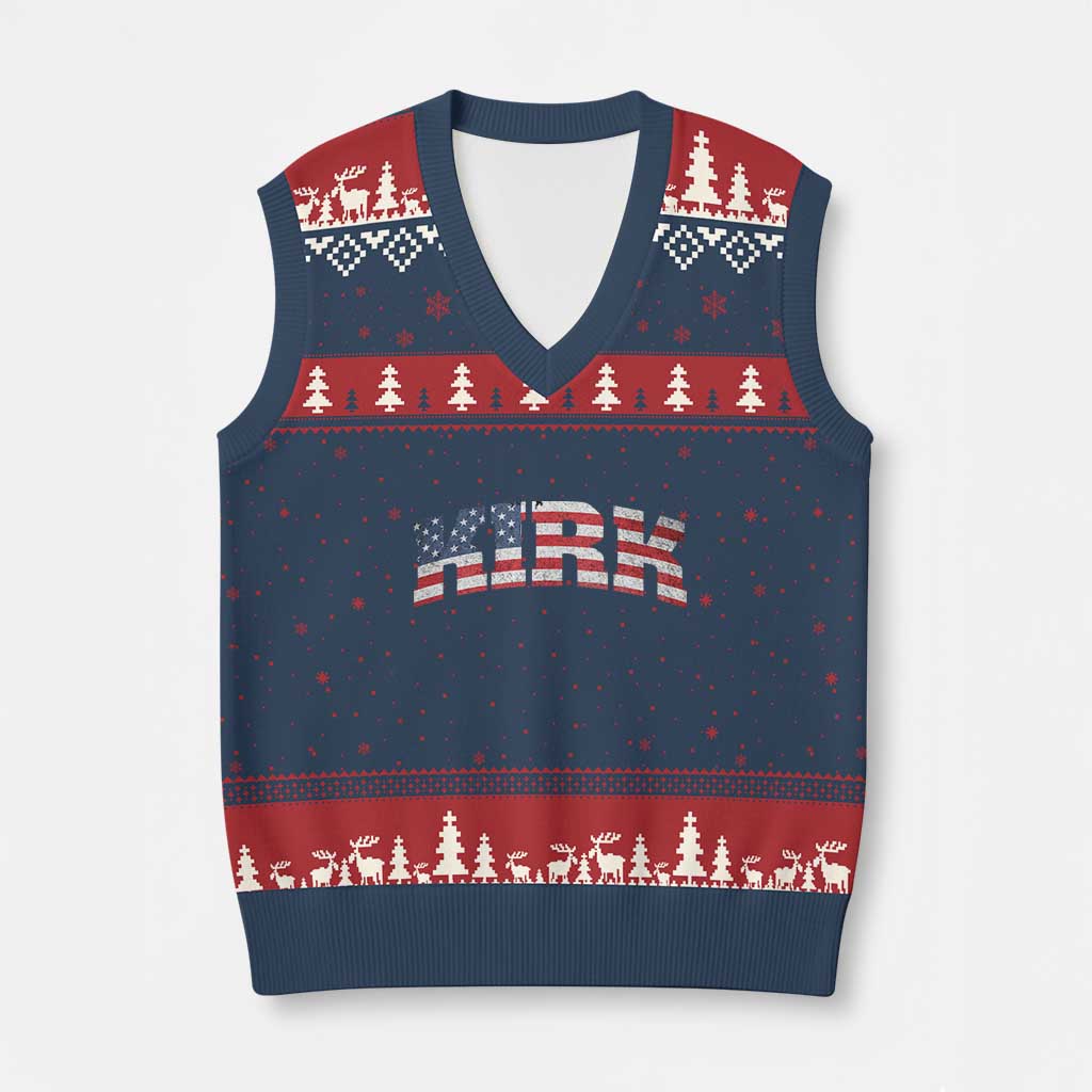 Kirk V-Neck Knit Sweater Vest American Flag Charlie Kirk Last Name Surname Team - Wonder Print Shop