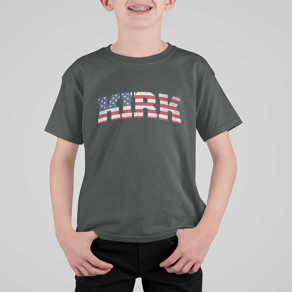 Kirk T Shirt For Kid American Flag Charlie Kirk Last Name Surname Team - Wonder Print Shop