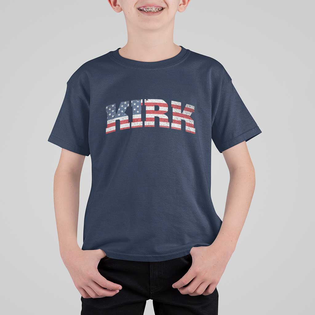 Kirk T Shirt For Kid American Flag Charlie Kirk Last Name Surname Team - Wonder Print Shop