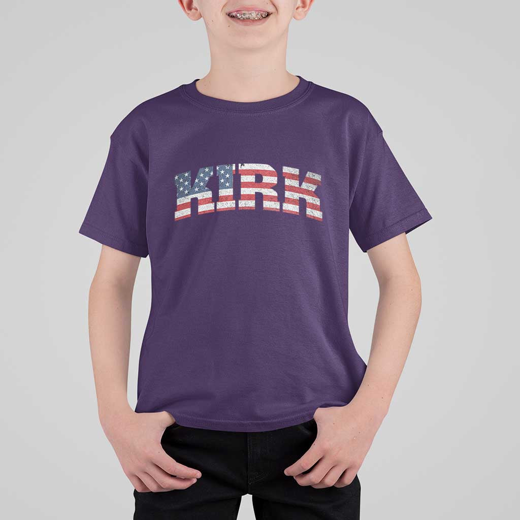 Kirk T Shirt For Kid American Flag Charlie Kirk Last Name Surname Team - Wonder Print Shop