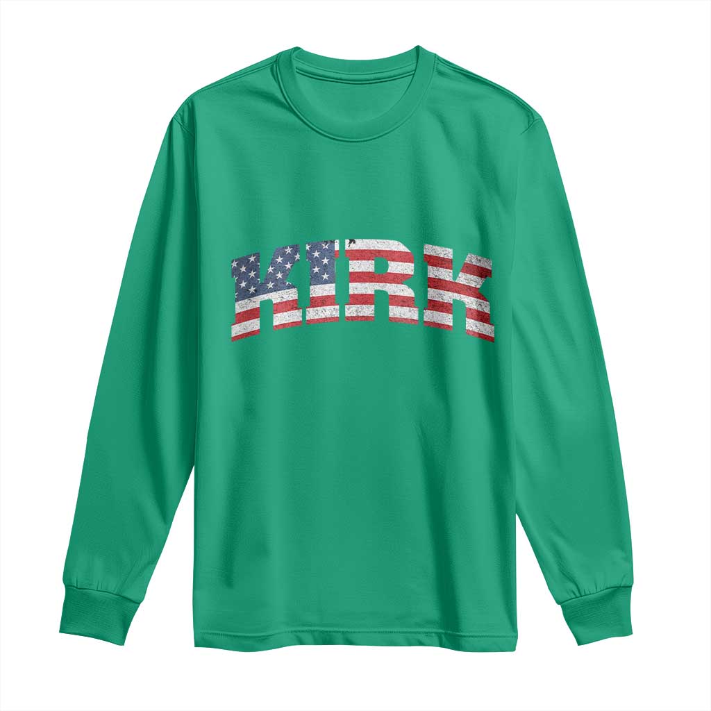 Kirk Long Sleeve Shirt American Flag Charlie Kirk Last Name Surname Team - Wonder Print Shop