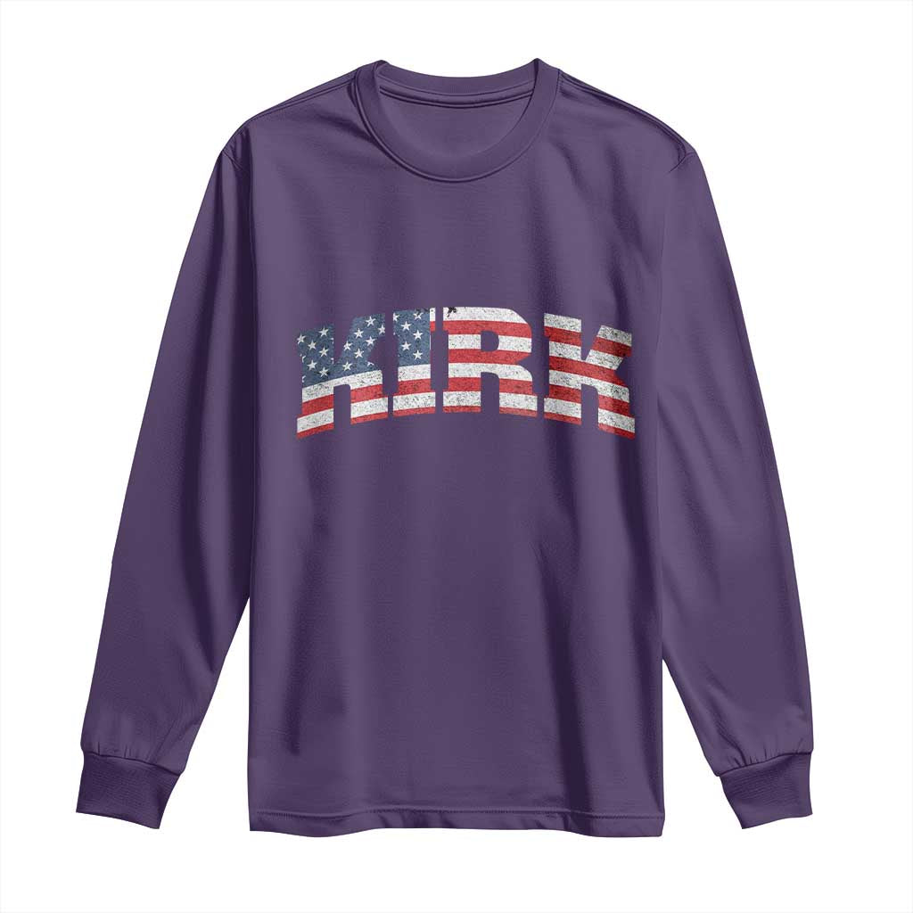 Kirk Long Sleeve Shirt American Flag Charlie Kirk Last Name Surname Team - Wonder Print Shop