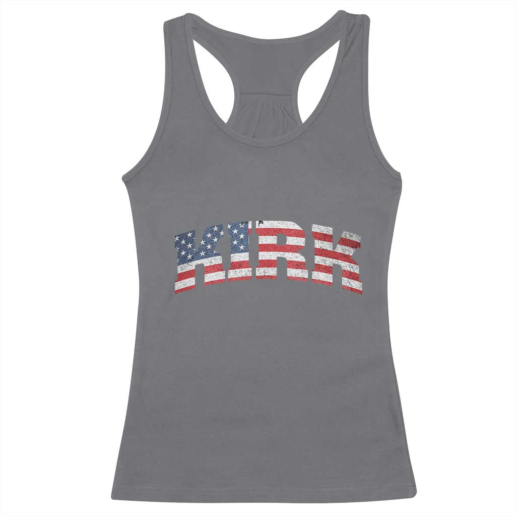 Kirk Racerback Tank Top American Flag Charlie Kirk Last Name Surname Team - Wonder Print Shop