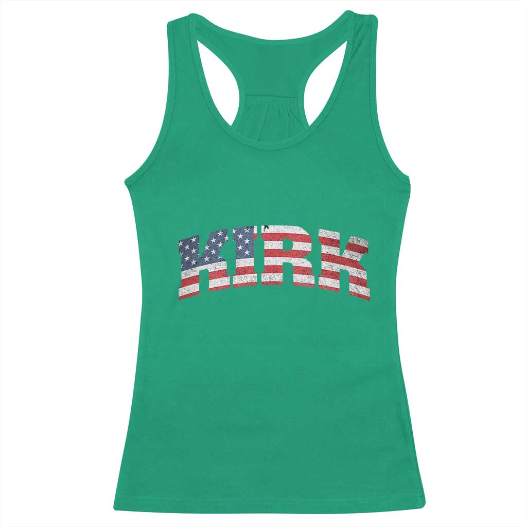Kirk Racerback Tank Top American Flag Charlie Kirk Last Name Surname Team - Wonder Print Shop