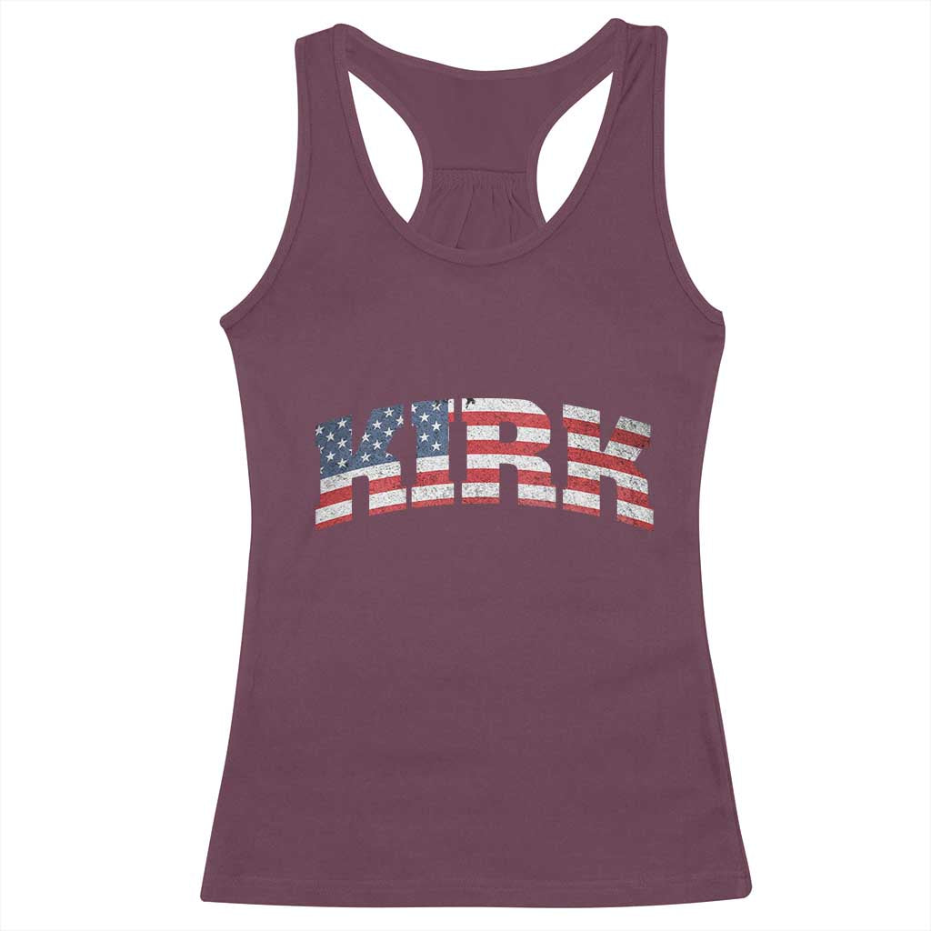 Kirk Racerback Tank Top American Flag Charlie Kirk Last Name Surname Team - Wonder Print Shop