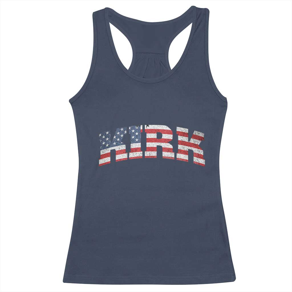 Kirk Racerback Tank Top American Flag Charlie Kirk Last Name Surname Team - Wonder Print Shop