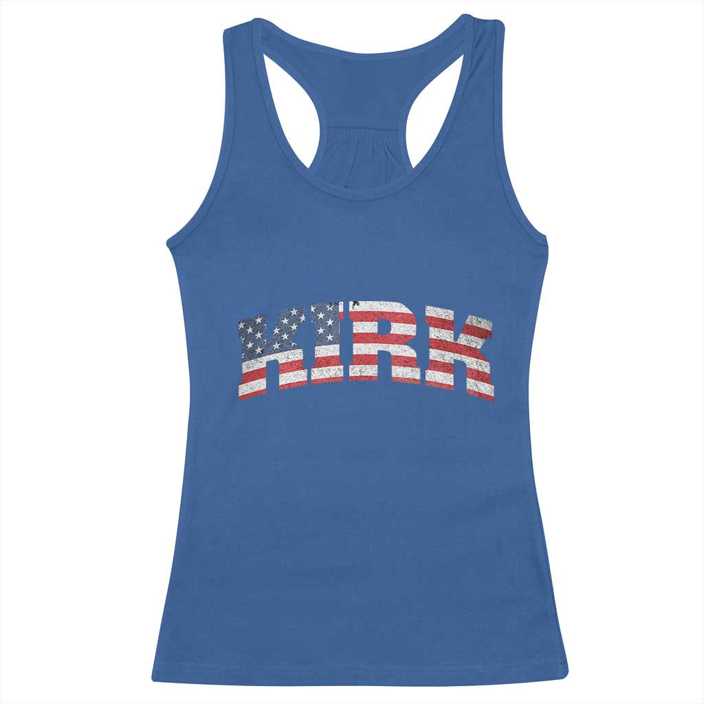 Kirk Racerback Tank Top American Flag Charlie Kirk Last Name Surname Team - Wonder Print Shop