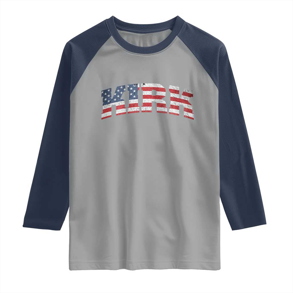 Kirk Raglan Shirt American Flag Charlie Kirk Last Name Surname Team - Wonder Print Shop
