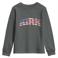 Kirk Youth Sweatshirt American Flag Charlie Kirk Last Name Surname Team - Wonder Print Shop