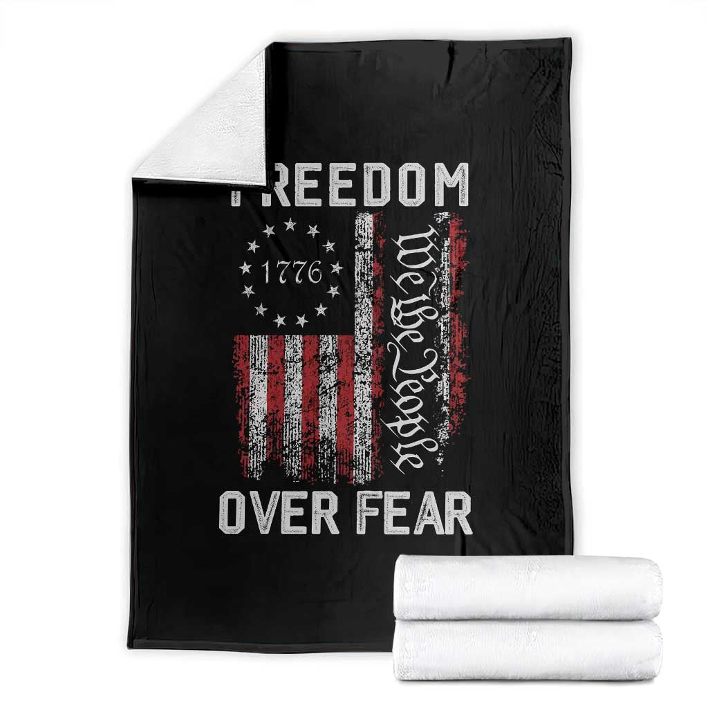 Freedom Over Fear Throw Blanket Vintage US American Flag - Wonder Print Shop