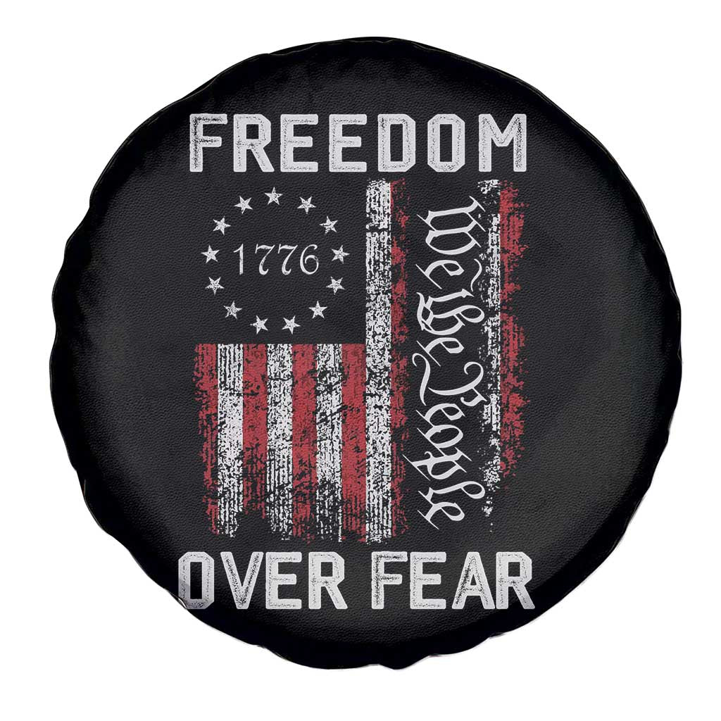 Freedom Over Fear Spare Tire Cover Vintage US American Flag - Wonder Print Shop