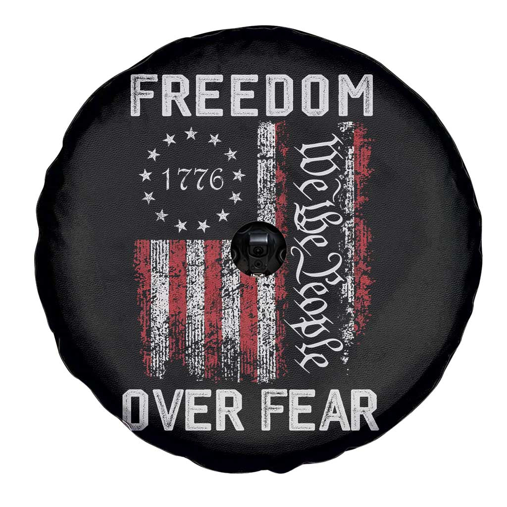 Freedom Over Fear Spare Tire Cover Vintage US American Flag - Wonder Print Shop