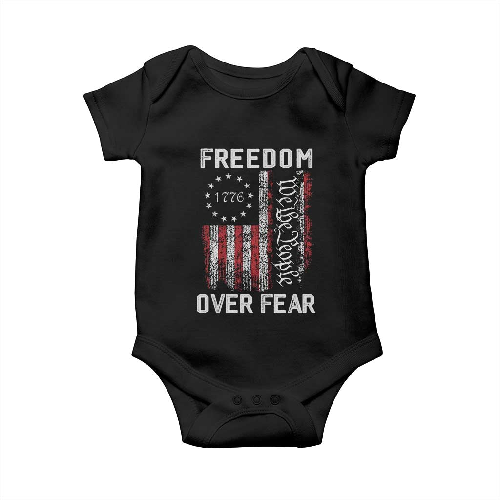 Freedom Over Fear Baby Onesie Vintage US American Flag - Wonder Print Shop