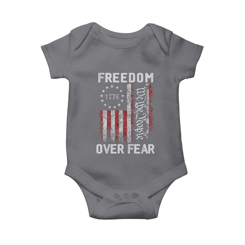 Freedom Over Fear Baby Onesie Vintage US American Flag - Wonder Print Shop