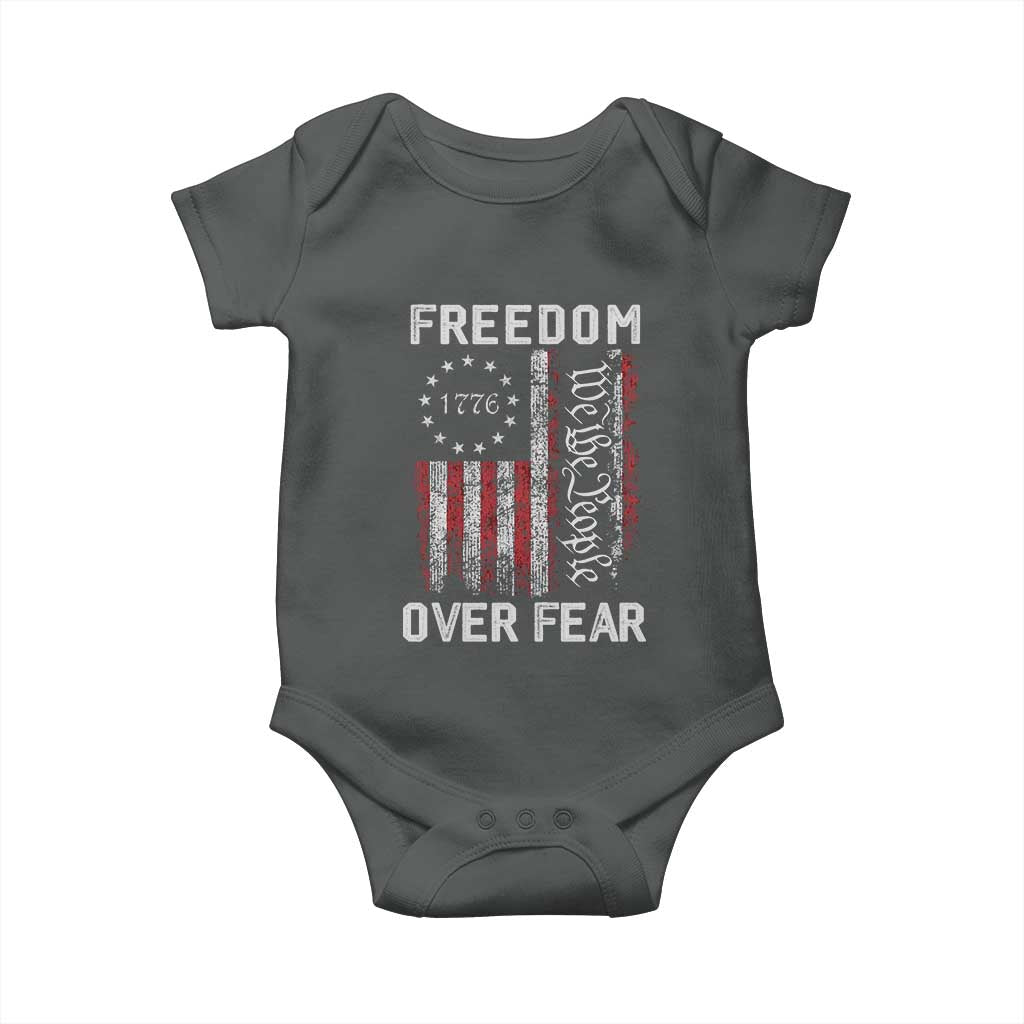 Freedom Over Fear Baby Onesie Vintage US American Flag - Wonder Print Shop