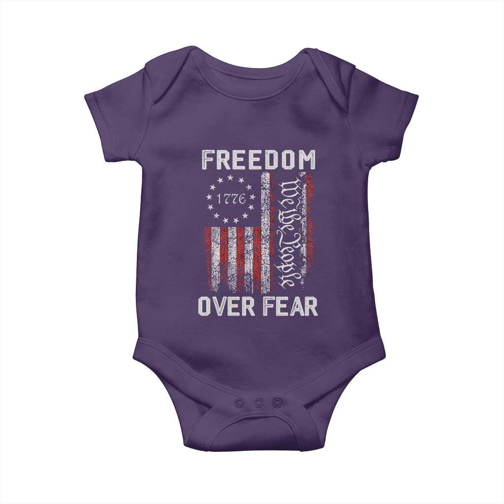 Freedom Over Fear Baby Onesie Vintage US American Flag - Wonder Print Shop