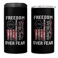 Freedom Over Fear 4 in 1 Can Cooler Tumbler Vintage US American Flag - Wonder Print Shop