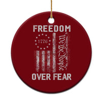 Freedom Over Fear Ceramic Ornament Vintage US American Flag - Wonder Print Shop