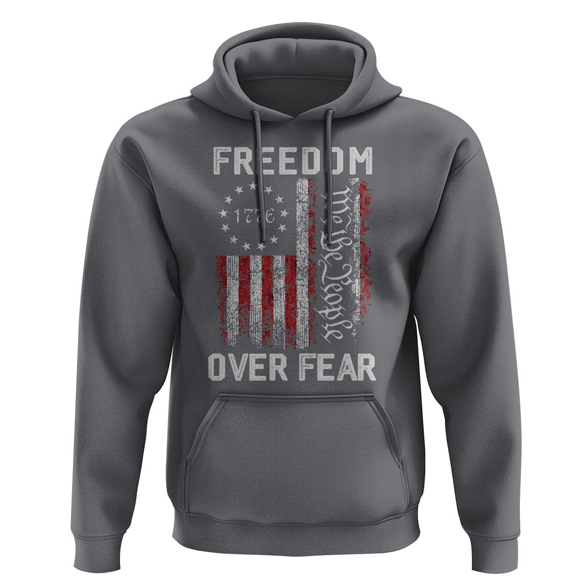Freedom Over Fear Hoodie Vintage US American Flag - Wonder Print Shop