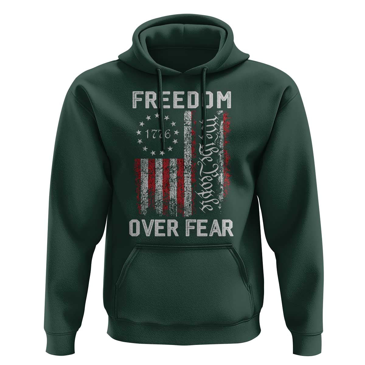 Freedom Over Fear Hoodie Vintage US American Flag - Wonder Print Shop