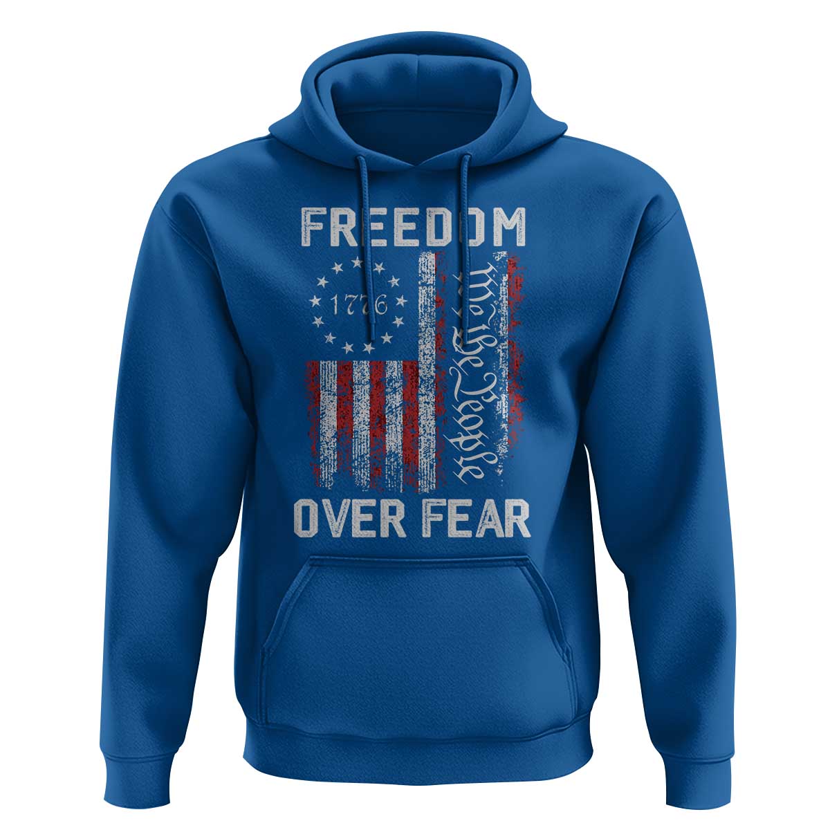 Freedom Over Fear Hoodie Vintage US American Flag - Wonder Print Shop
