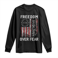 Freedom Over Fear Long Sleeve Shirt Vintage US American Flag - Wonder Print Shop
