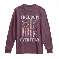 Freedom Over Fear Long Sleeve Shirt Vintage US American Flag - Wonder Print Shop