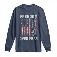 Freedom Over Fear Long Sleeve Shirt Vintage US American Flag - Wonder Print Shop
