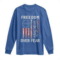 Freedom Over Fear Long Sleeve Shirt Vintage US American Flag - Wonder Print Shop